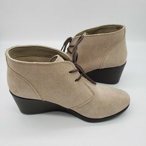 Womens CROCS Leigh Dual Comfort Suede Wedge Heel